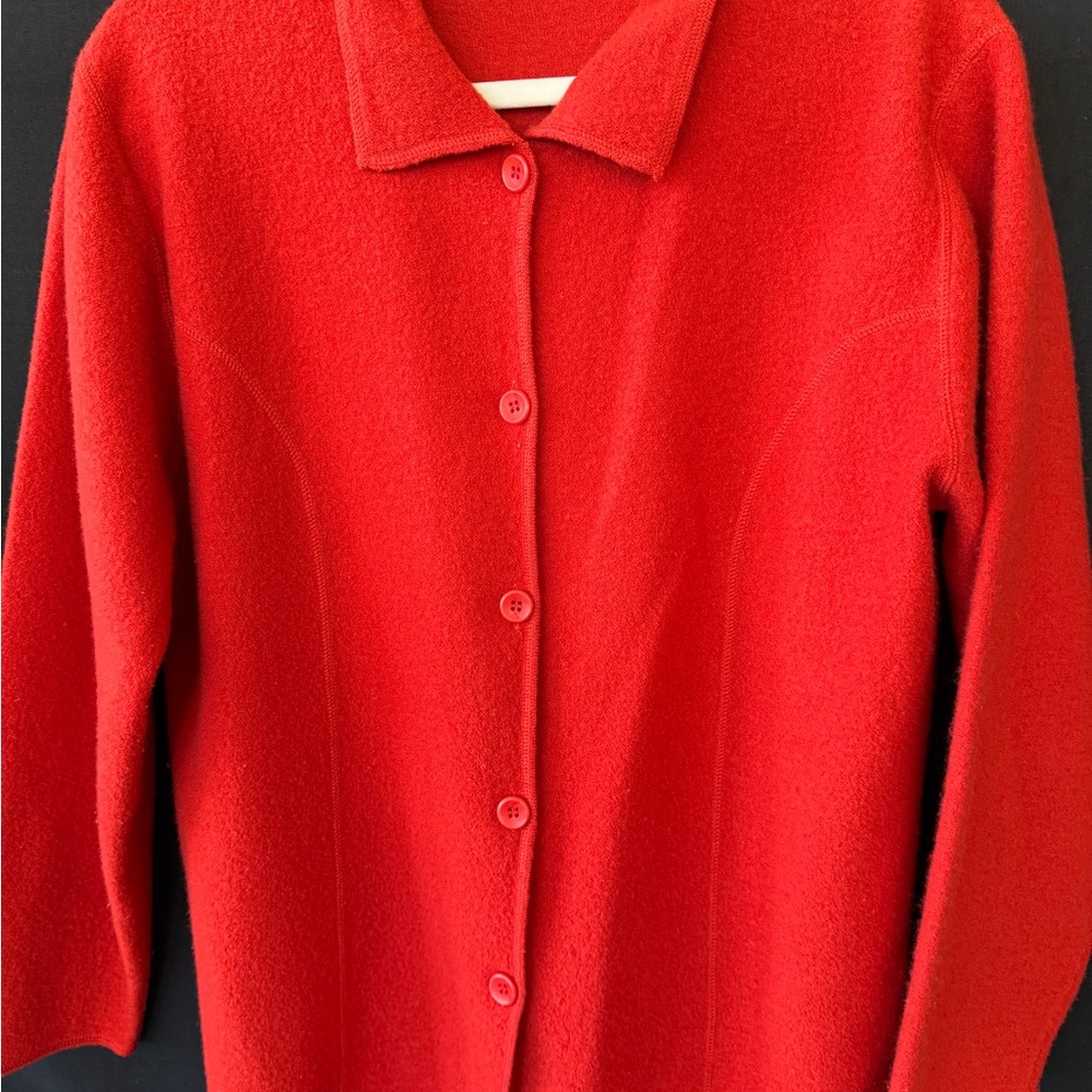 Windridge Red Merino Wool Cardigan Women’s L Button Sweater Orange